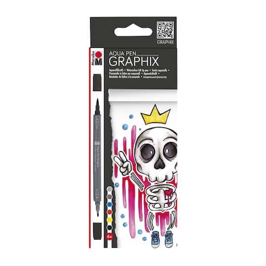 Marabu Graphix King of Bubblegum 6 Color Aqua Pen Set
